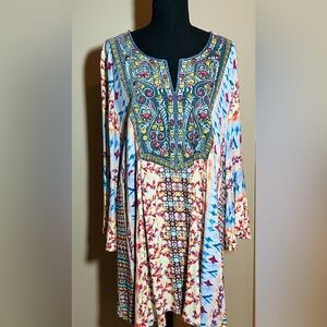 Soft Surroundings Women’s Boho Embroidered Floral Tunic 3/4 Sleeve in 3X